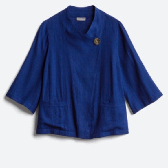 Market & Spruce Jackets & Blazers - Market & Spruce Miranda Linen Blend Jacket, Navy